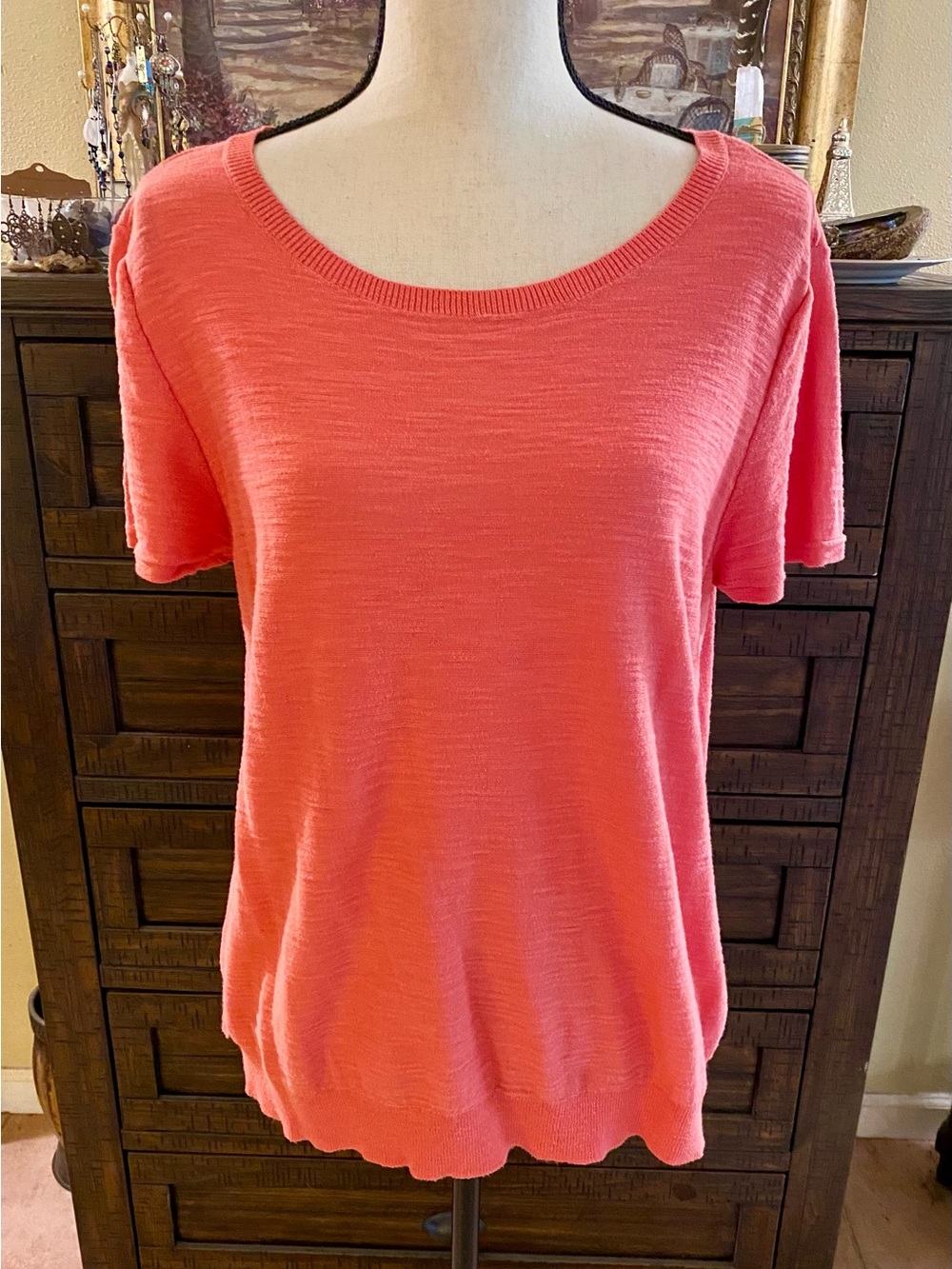 Loft - Women's Coral Short Sleeve Scoop Neck Top